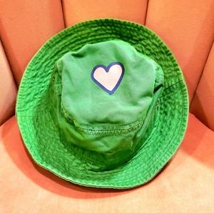Life Is Good Green Bucket Hat Pink Heart